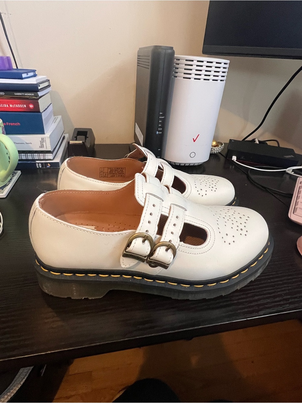 Dr. Martens White Double-Strap Mary Jane Flats